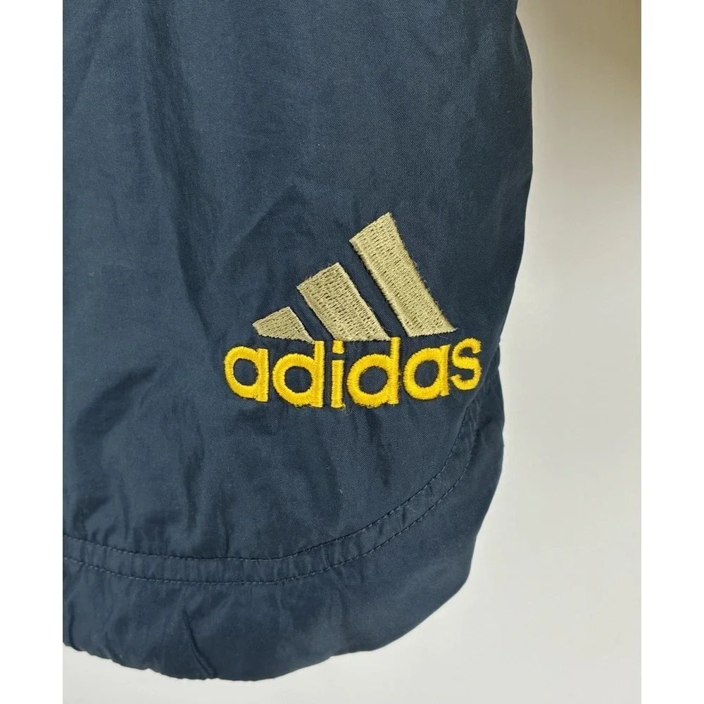 VNTG 90's Adidas Colorblock Windbreaker Jacket Men's‎ XL Navy Yellow Hooded Zip